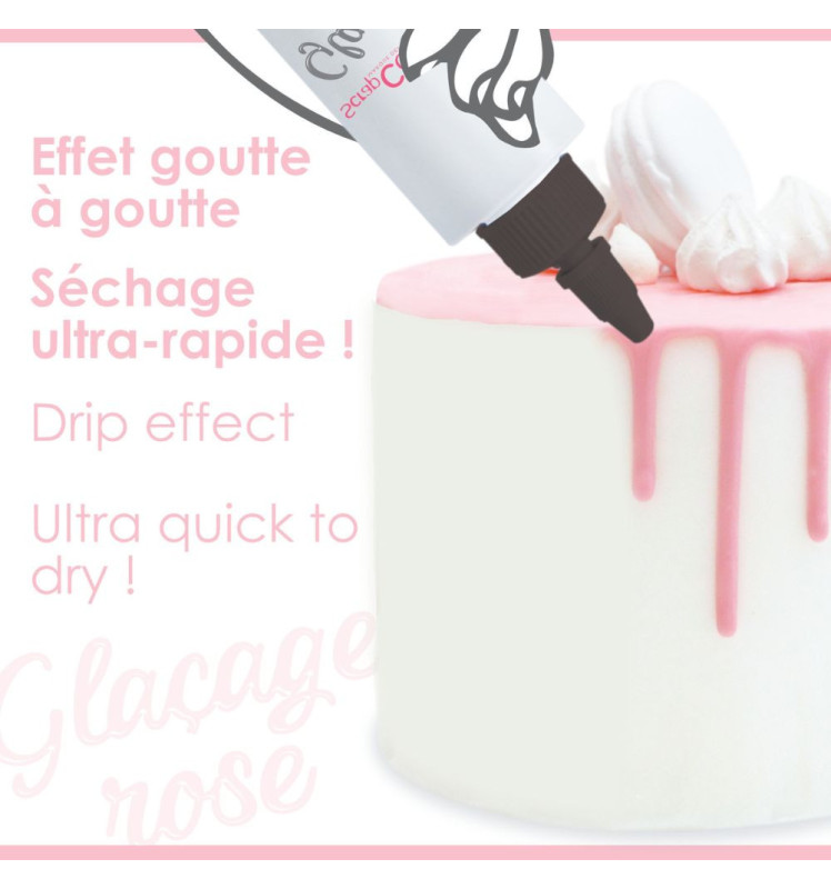 Glaçage rose goût choco - Drip cake