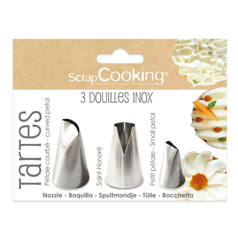 Trio de douilles inox pour le pochage de tartes