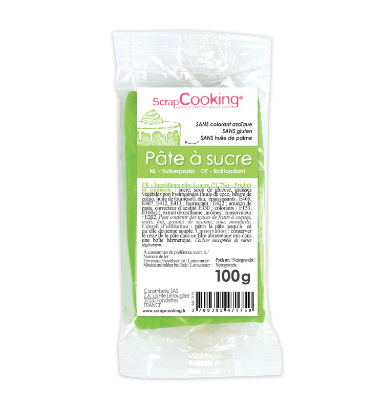 Pâte à sucre vert prairie 100g