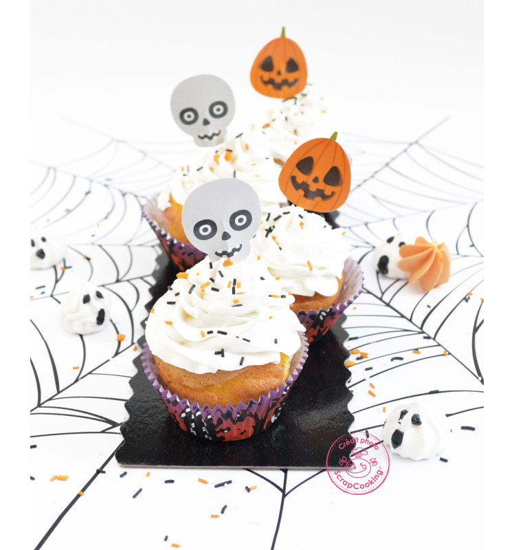 24 cupcake cases + 24 cake toppers Halloween - ScrapCooking®