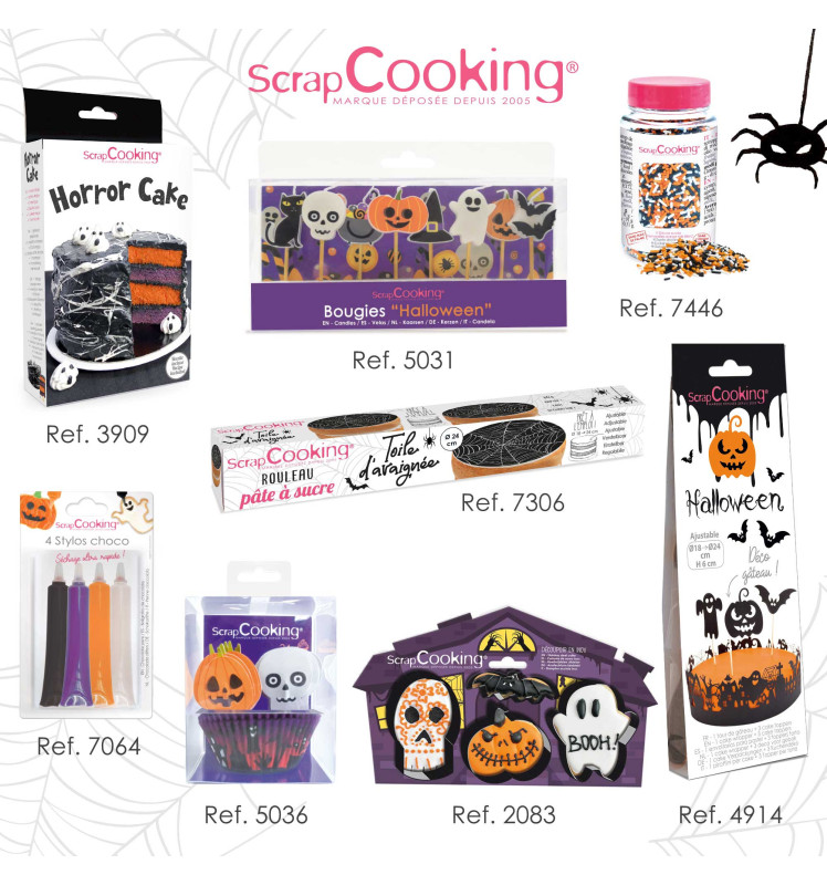 Ambiance 24 caissettes + 24 cake toppers Halloween