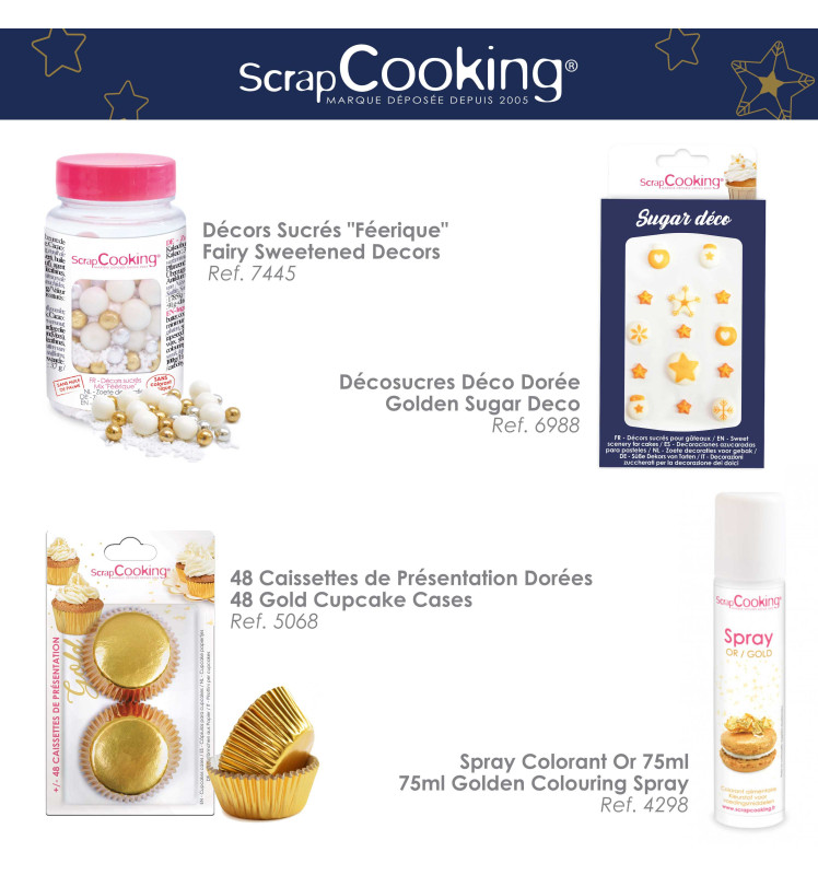 Golden deco-themed sweet scenery decorations - ScrapCooking®