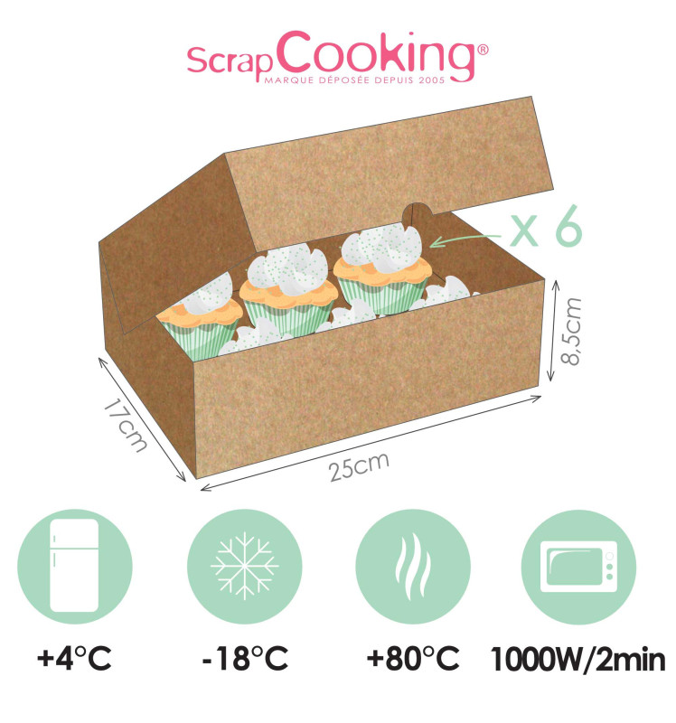 2 Cupcake boxes x6 -17x25x8,5cm - ScrapCooking®