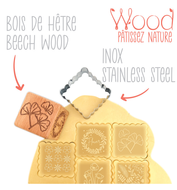 Flower wood cookie stamp + cookie cutter - ScrapCooking