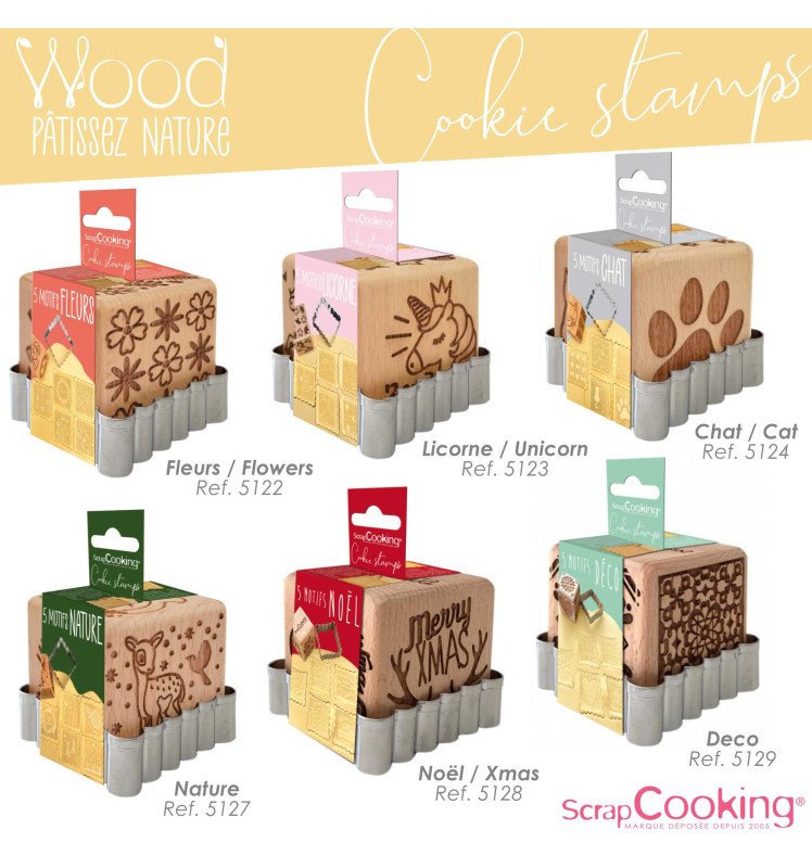 Flower wood cookie stamp + cookie cutter - ScrapCooking