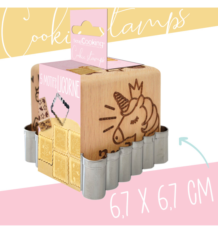 Tampon à biscuits bois licorne + découpoir réf.5123