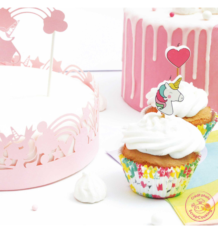 24 cupcake cases + 24 cake toppers unicorn - ScrapCooking®