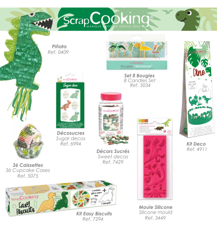 Cake scenery wrapper + cake toppers Dino - ScrapCooking®