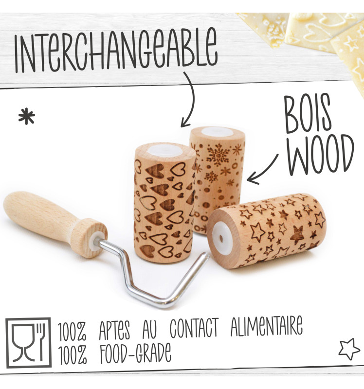 3 interchangeable mini wooden rollers - Scrapcooking®