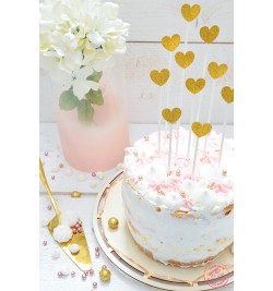 Ambiance 10 cake toppers cœurs dorés 20 cm réf.4986
