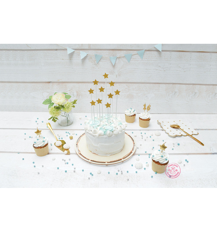 Ambiance 10 cake toppers cœurs dorés 20 cm réf.4987