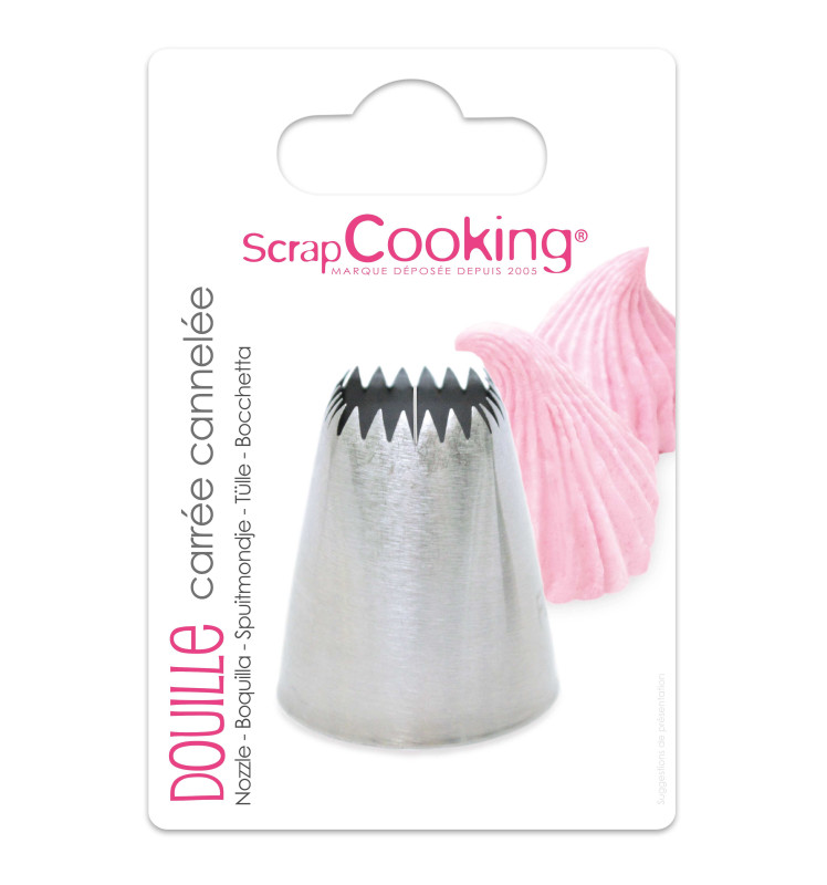 Stainless steel fluted square piping tip  - ScrapCooking®