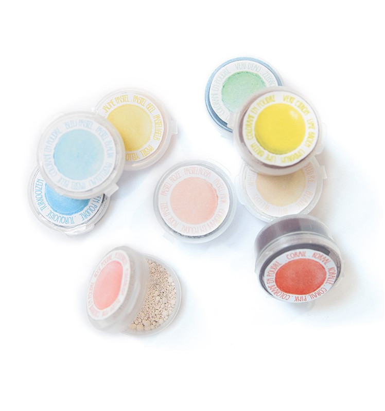 9 mini "Pastel" artificial powdered food colourings - ScrapCooking®