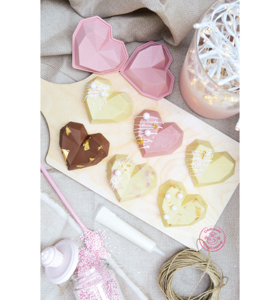 6 Individual silicone moulds Diamond hearts - ScrapCooking