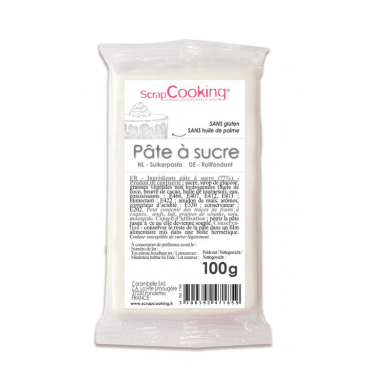 Pâte à sucre extra-souple Blanche 200 g - spéciale couverture - Préparation  pâte à sucre - Creavea