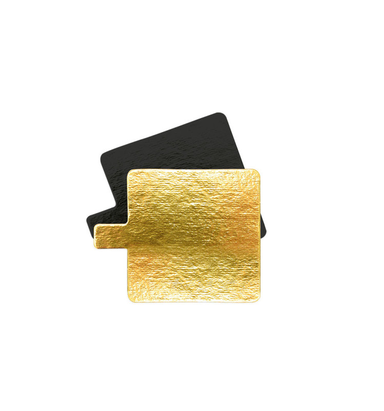 10 individual square gold/black cake boards 8cm - Scrapcooking®