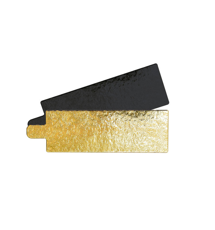 10 individual rectangle gold/black cake boards 4.5 x 13 cm - Scrapcooking®