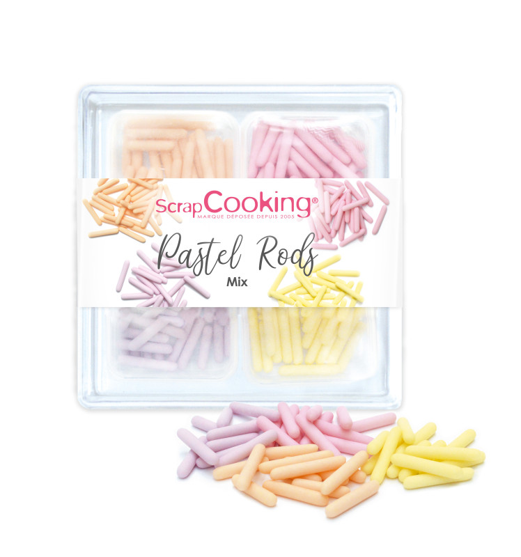 Pastel Rods Mix - 60g sugar sprinkles - ScrapCooking®