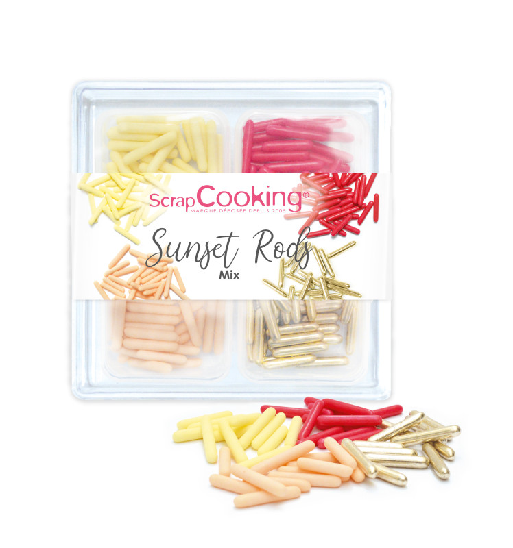 Sunset Rods Mix - 60g sugar sprinkles - ScrapCooking®