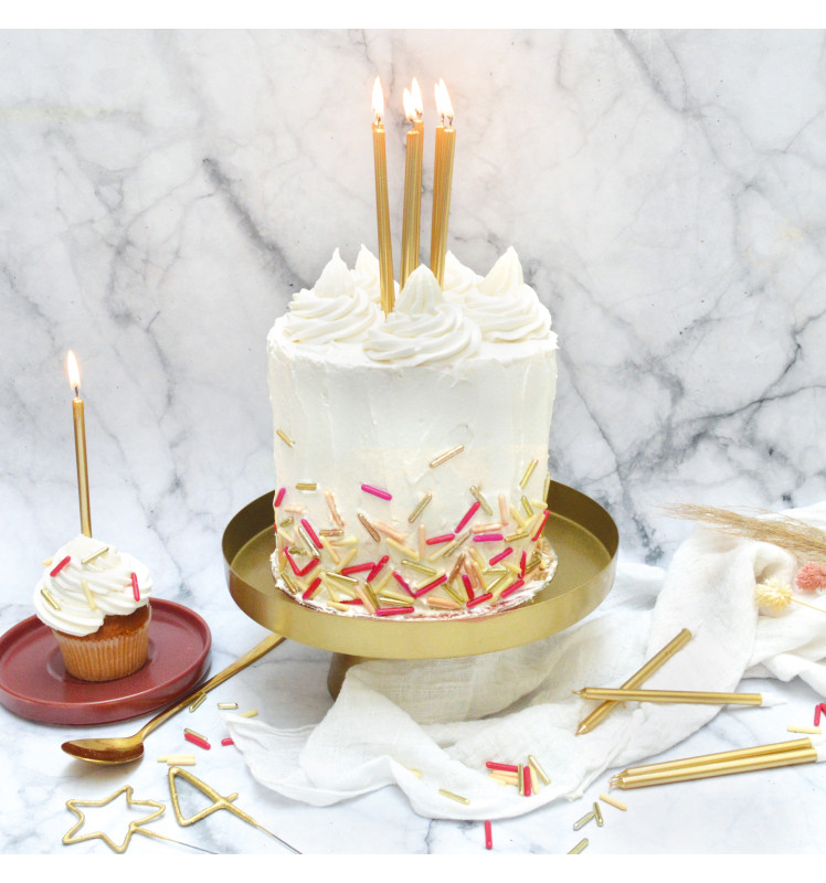 12 golden long candles 12 cm - ScrapCooking®