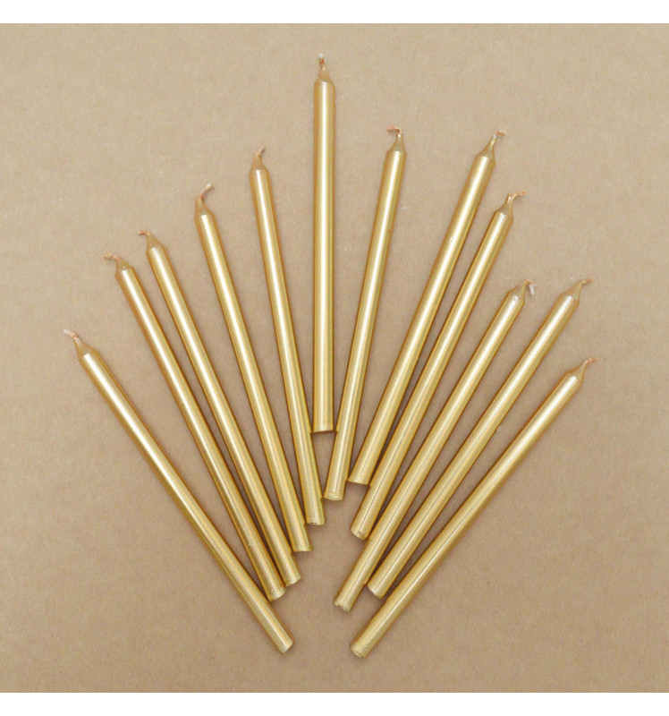 12 golden long candles 12 cm - ScrapCooking®