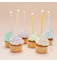 12 long twisted pastel candles 12 cm