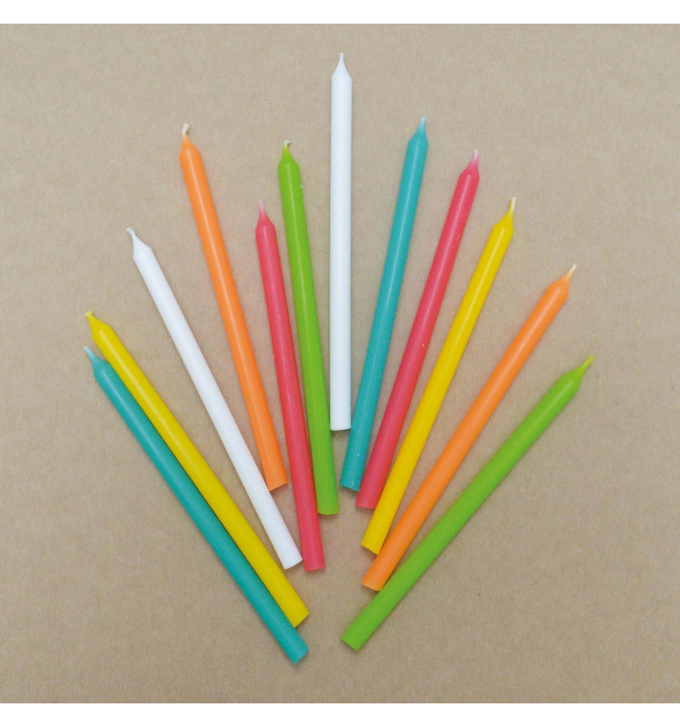 12 bougies longues multicolore - ScrapCooking®