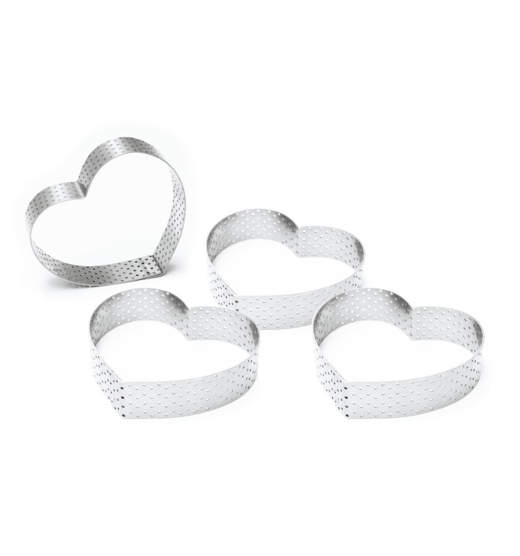 4 individual perforated heart tart rings - ScrapCooking