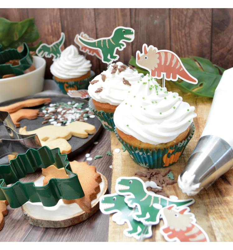 24 caissettes + 24 cake toppers "dino" - ScrapCooking®