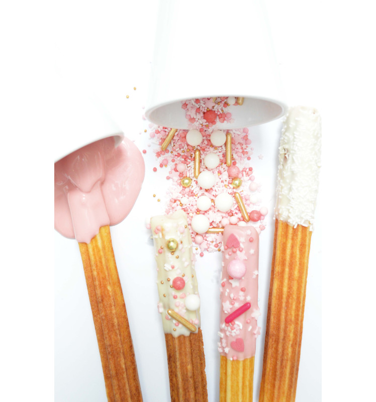 Sweetened decors pink gold rods mix 70g - ScrapCooking®