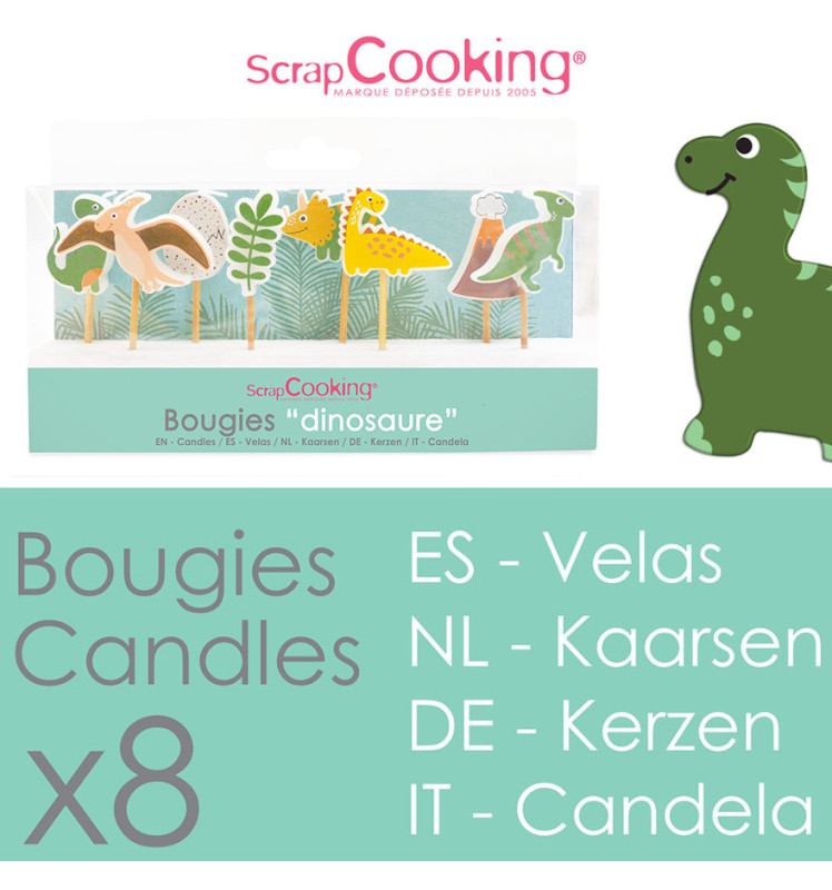 8 Dinosaur candles - ScrapCooking®