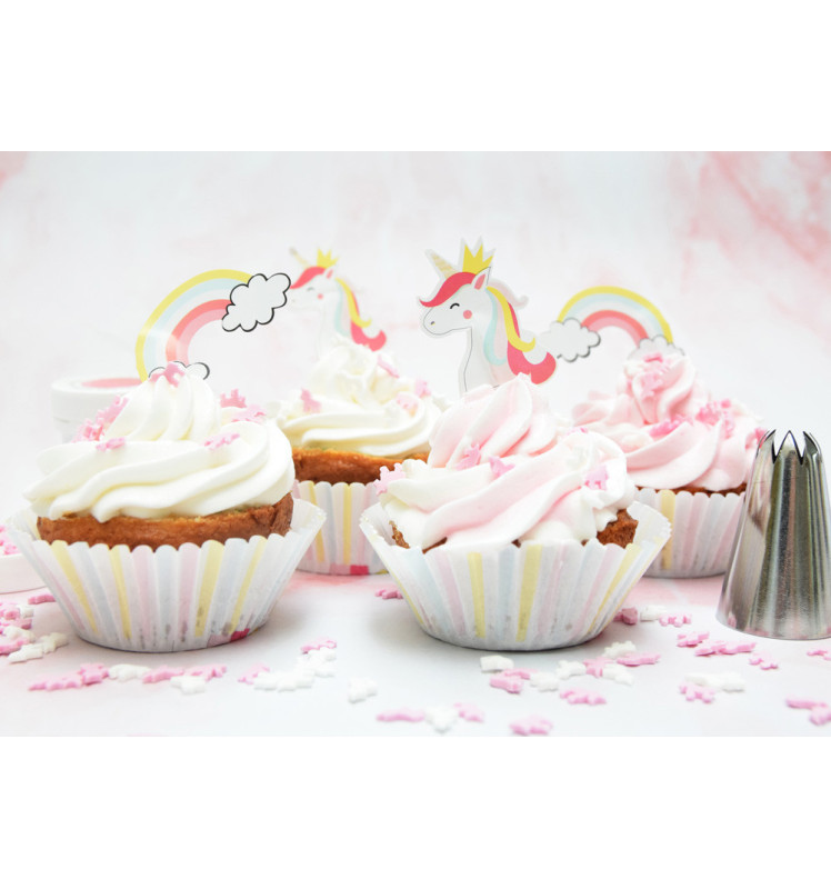 24 cupcake cases + 24 cake toppers unicorn - ScrapCooking®