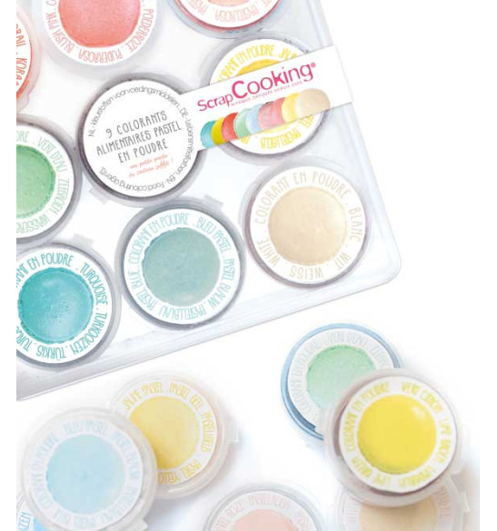 Kit de colorants alimentaires en poudre : 9 coloris de 2g
