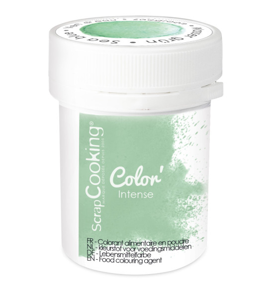 Colorant alimentaire en poudre liposoluble couleur vert laqué - Pot de 20g