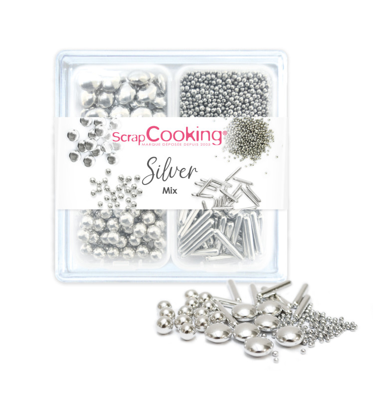 Mix sweet decorations Silver 63g - ScrapCooking®