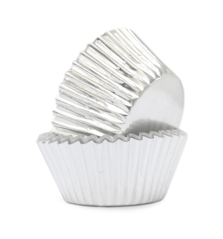 SET. 20 Caissettes Cupcake Muffins en Papier Aluminium Bleu / Or