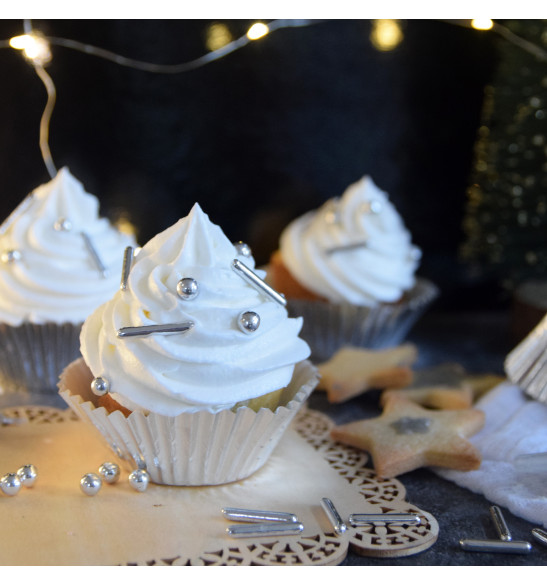 Kit de décoration cupcake - motif argent - Caissette Cupcake - Creavea