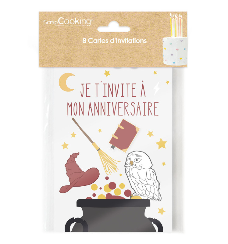 8 invitation cards Wizard - ScrapCooking®