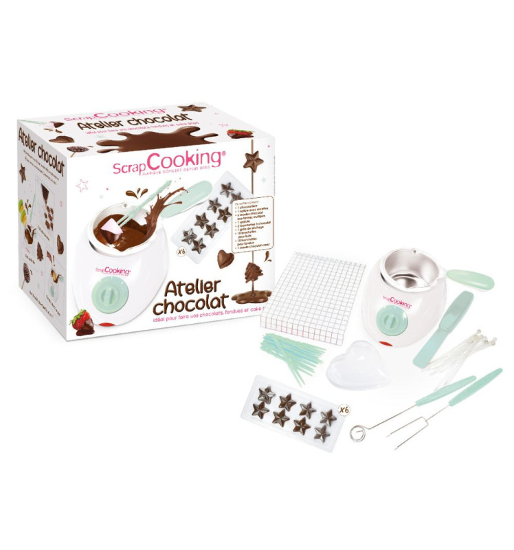 Packaging Atelier chocolat - appareil fondue chocolat avec contenu - ScrapCooking