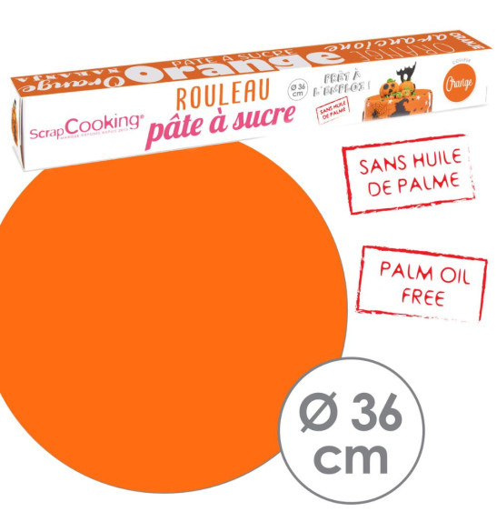 Pâte à sucre orange aromatisée vanille 250g