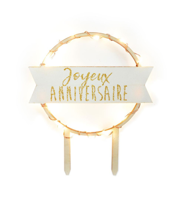 Joyeux Anniversaire LED cake topper