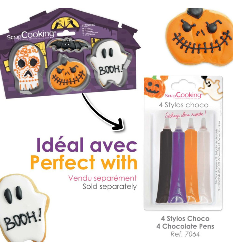 4 emporte pièces Halloween stylo choco - ScrapCooking