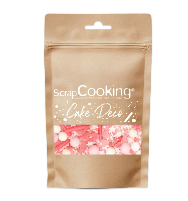 Sweetened decors pink rods mix 70g - ScrapCooking®