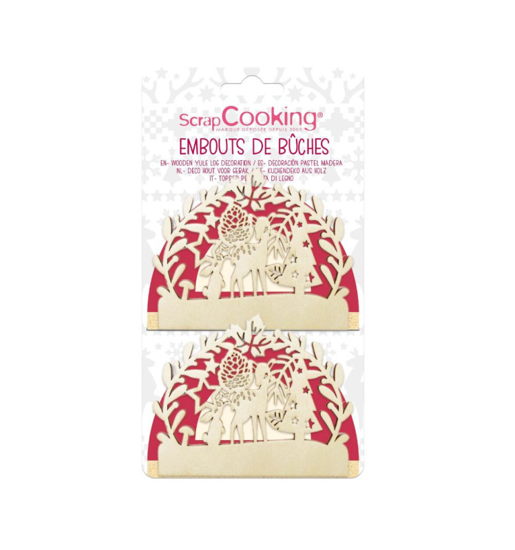 2 embouts de bûche bois forêt enchantée packaging - ScrapCooking