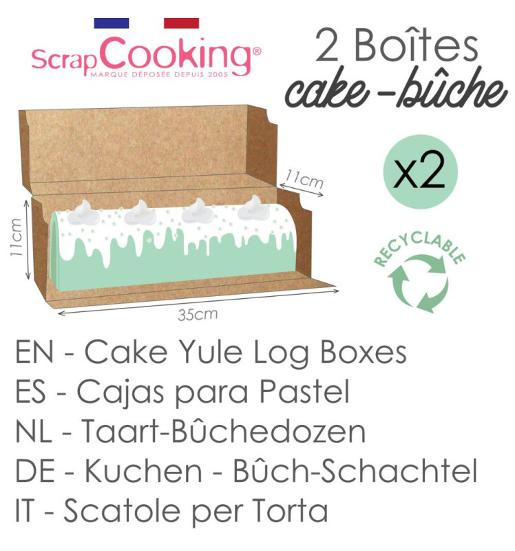 2 boites à cakes bûches 35x11x11 cm duo  - ScrapCooking