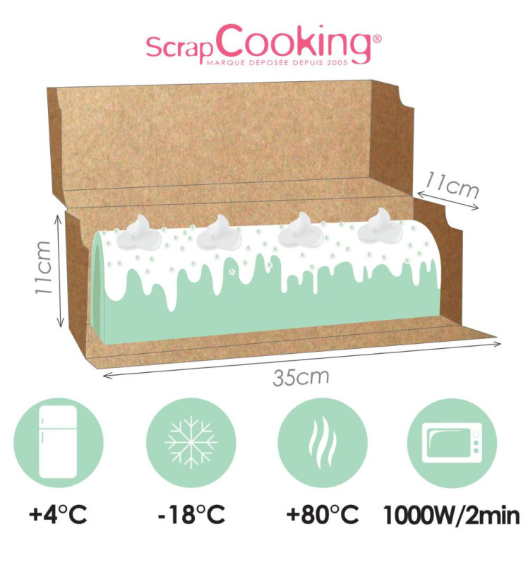 2 boites à cakes bûches 35x11x11 cm résistant chaleur froid  - ScrapCooking