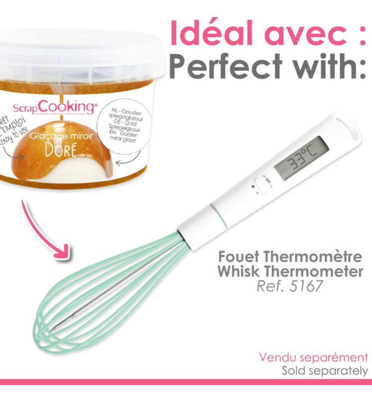 Glaçage miroir prêt à l'emploi doré 300g - fouet thermomètre - ScrapCooking