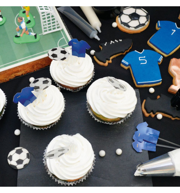 24 caissettes + 24 cake toppers Football cupcakes foot - ScrapCooking