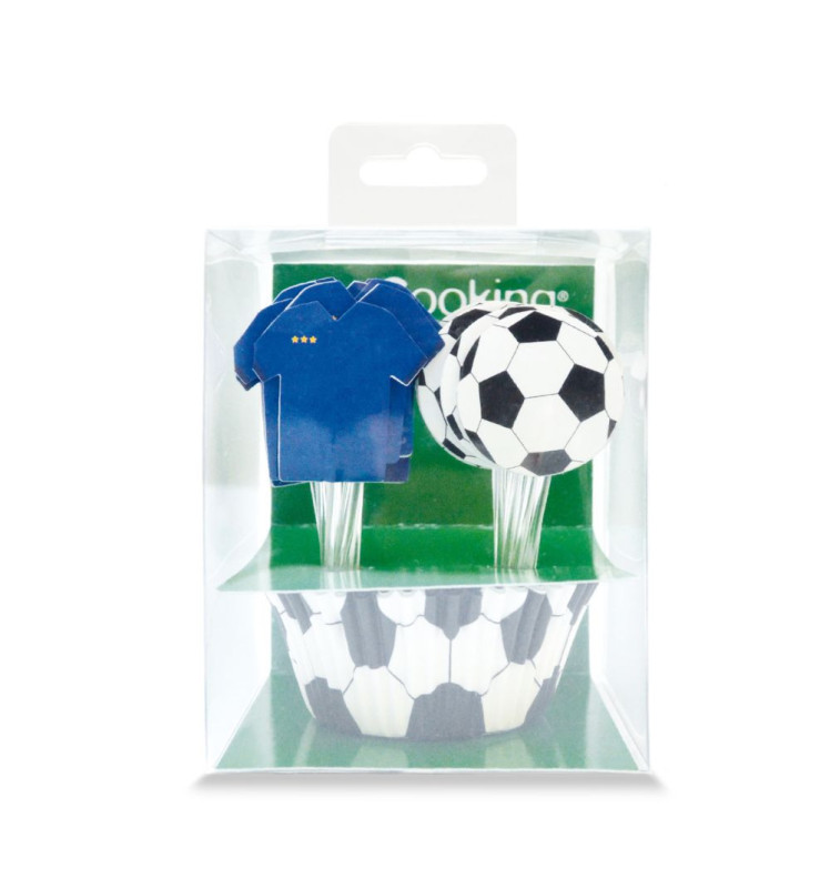 24 cupcake cases + 24 cake toppers Football