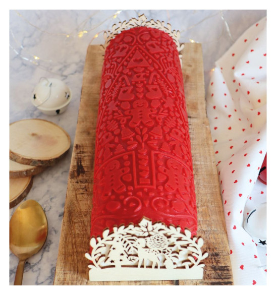 Tapis 3D bûche Sweet Xmas - buche pâte d'amande décoration - ScrapCooking